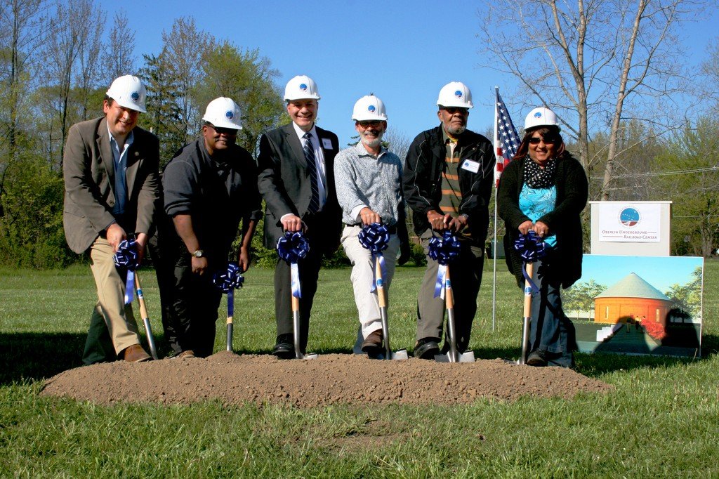 Breaking Ground! L-R: State Representative Dan Ramos, Council President Ron Rimbert, Interim City Manager Sal Talarico, Public Works Director Jeff Baumann, OURCIT Chair George Abram, Councilmember Sharon Pearson